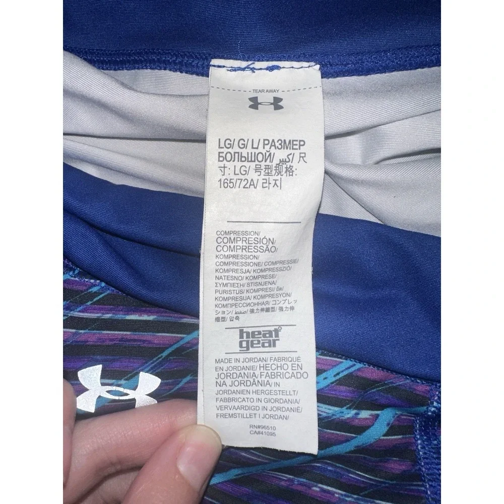 Under Armour Crop Yoga Pants Leggings Blue Geometric Athletic Size Large - Picture 8 of 8